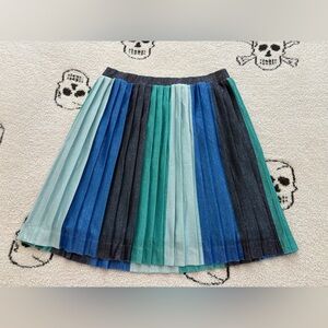 Maeve Multicolor Pleated A-Line Skirt with Silver Metallic Thread